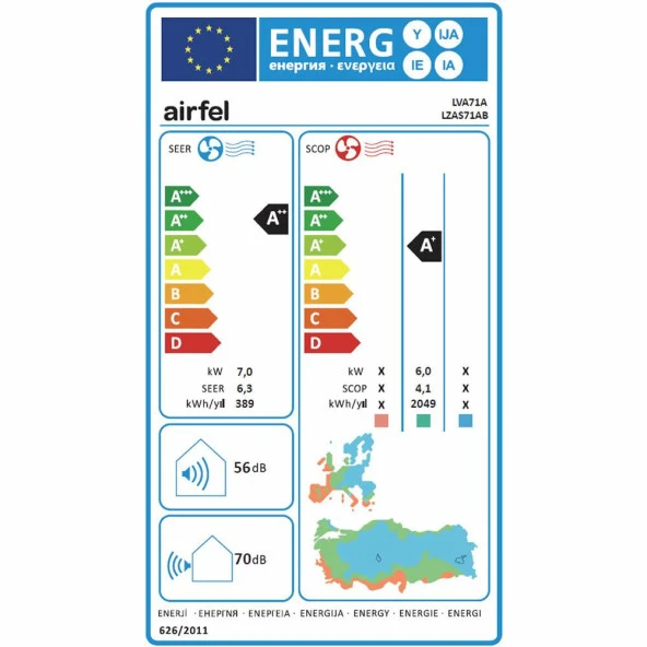 Airfel Lva71a 24.000 Btu A++ Enerji R32 Gaz İnverter Salon Tipi Klima - 5