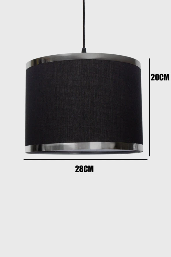 Vivido Abajur Siyah Kumaş Sarkıt Avize - Resim 3