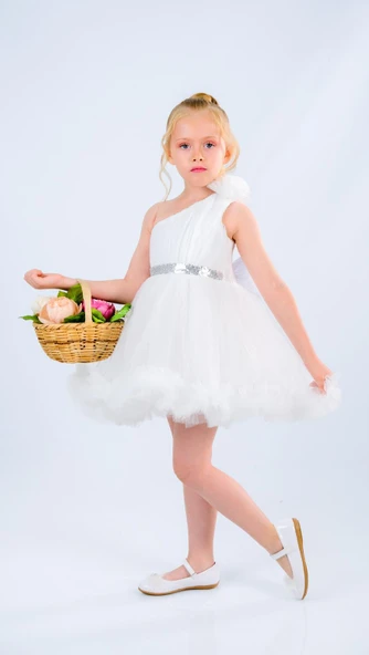 Tek Omuz Kız Çocuk Abiye MNK0599 - 2