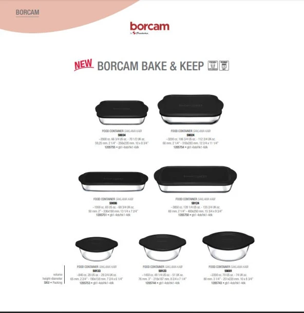 Paşabahçe kapaklı borcam fırın tepsisi ve tenceresi seti kapaklı 7 parça çeyiz seti siyah ürün görseli 1