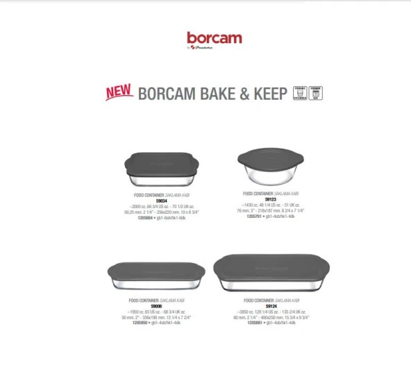 Paşabahçe kapaklı borcam fırın tepsisi ve tenceresi seti 4 parça borcam saklama kabı gri
