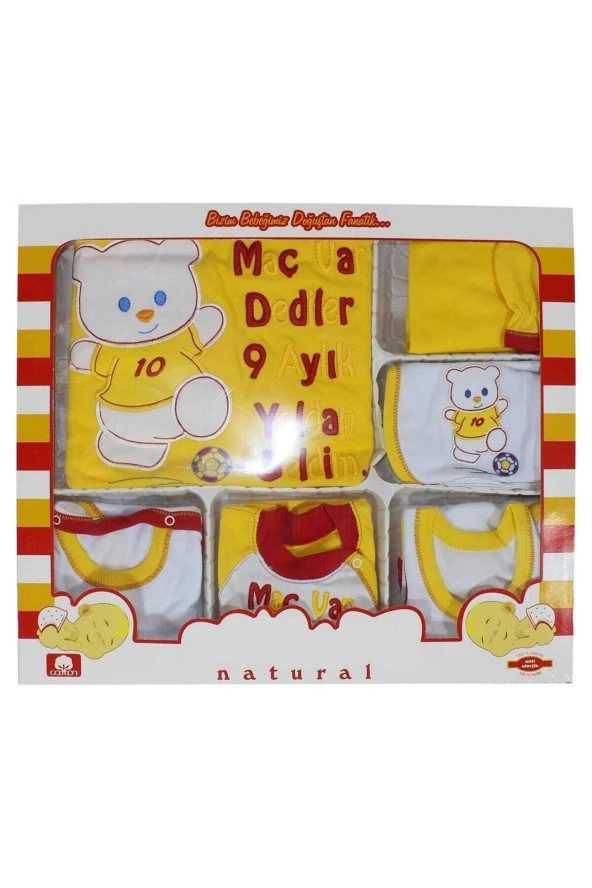 GÜLÜCÜK Sarı Kırmızı Taraftar 10 Lu Yenidoğan Bebek Hastane Çıkış Seti K449