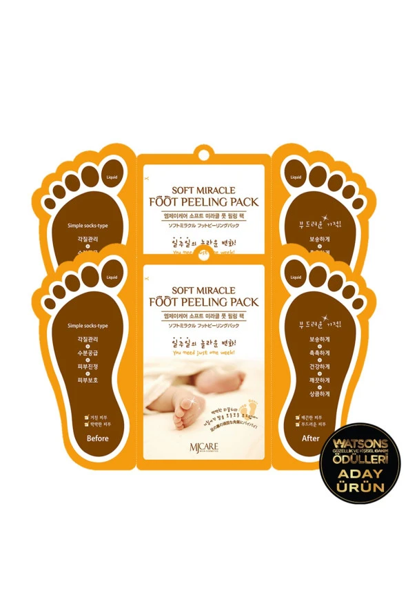 Mjcare Miracle Foot Peeling Pack - Çorap Tipi Ayak Peeling Maskesi 2'li