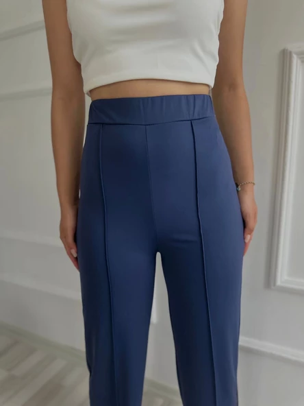 Kadın Modal Kumaş Palazzo Pantolon Lacivert - Resim 6
