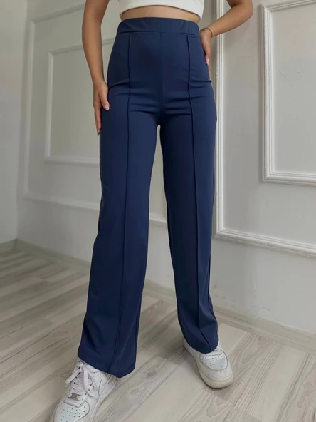 Kadın Modal Kumaş Palazzo Pantolon Lacivert - Resim 5