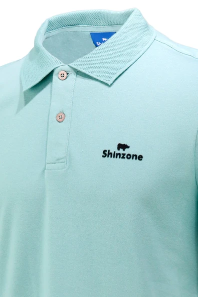 Erkek Polo Yaka Yumuşak Dokulu, Kol Bantlı Mint Yeşili T-Shirt - 2