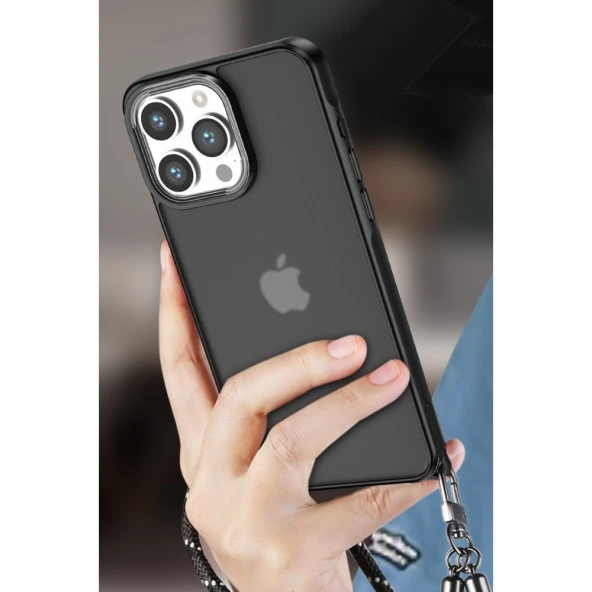 Tfy Store iPhone 15 Pro Max Uyumlu Lens ve Darbe korumalı Siyah Elegant Kılıf - Resim 3