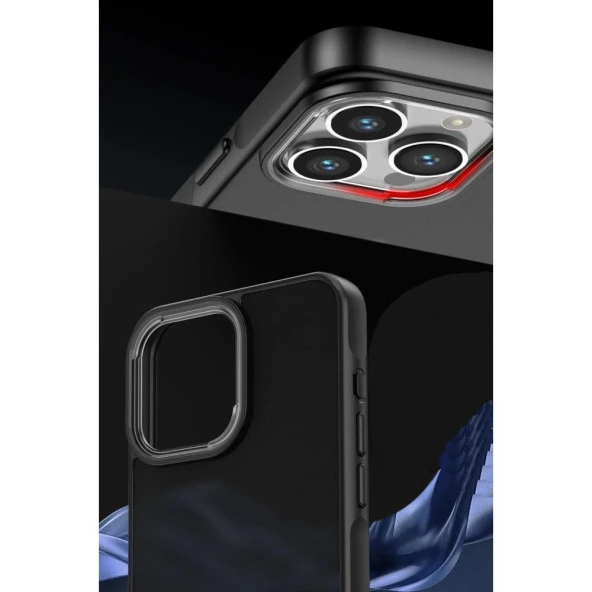 Tfy Store iPhone 15 Pro Uyumlu Lens ve Darbe korumalı Siyah Elegant Kılıf - Resim 4