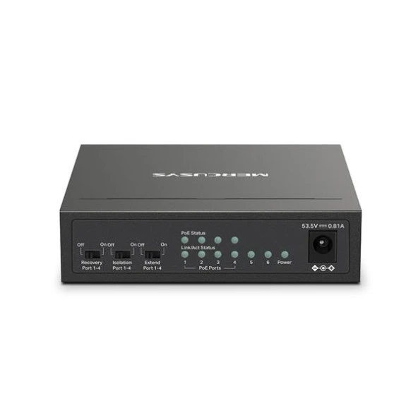 TP-LINK MERCUSYS MS106LP 6 PORT 10/100 4 PORT POE+ YONETILEMEZ DESKTOP SWITCH METAL KASA - 3