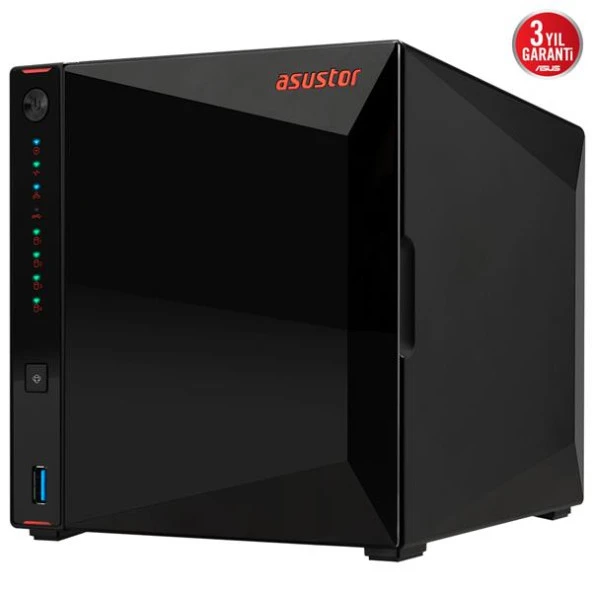 ASUSTOR AS5404T Intel N5105, 4 Yuvalı (4X22TB Desteği), 4GB DDR4(8GB Ram Desteği), M.2 x4, 2.5GbE x2, USB 3.2 x2, HDMI 2.0b x1, NAS DEPOLAMA ÜNİTESİ - 5