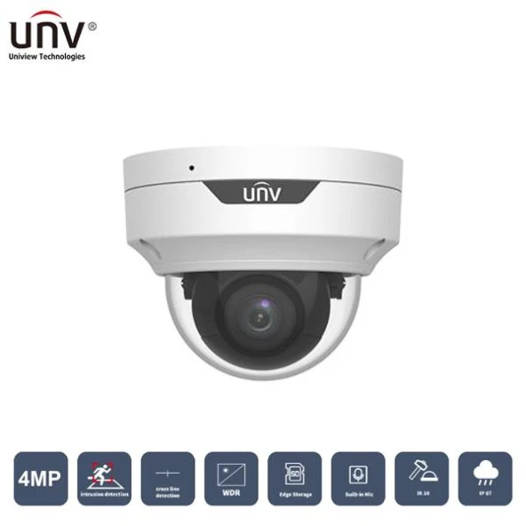 UNIVIEW IPC3534LB-ADEZK-H 4MP 2.8MM-12MM MOTORİZE 40MT H265+ IP67/IK10 IP DOME KAMERA (Dahili Sesli)