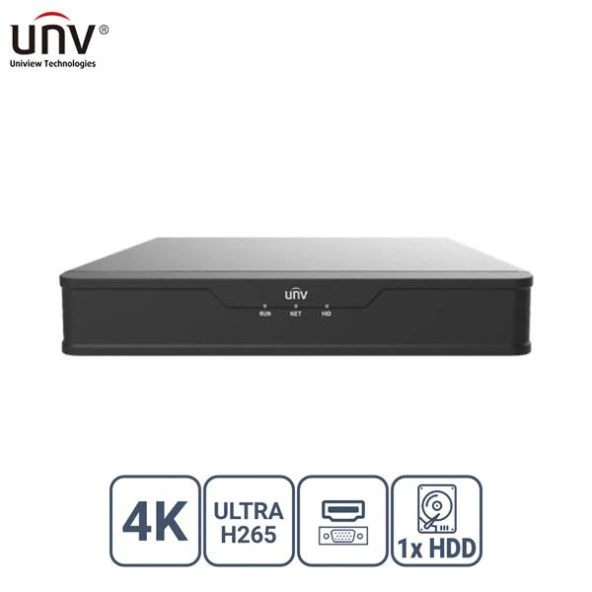 UNIVIEW NVR301-04S3 4 KANAL VGA/HDMI H265+ NVR KAYIT CİHAZI
