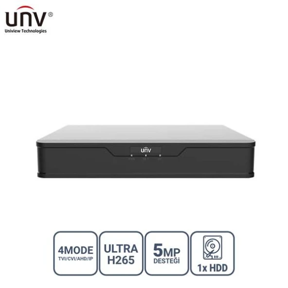 UNIVIEW XVR301-08G3 8 KANAL 5MP 1x HDD H65+ HİBRİT DVR KAYIT CİHAZI