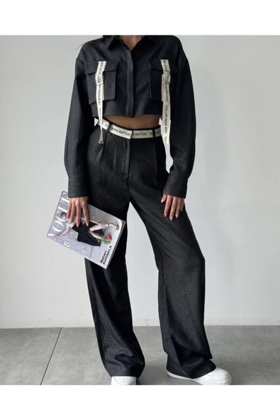 Şerit Detaylı Cepli Gömlek 24k11659 - Resim 3