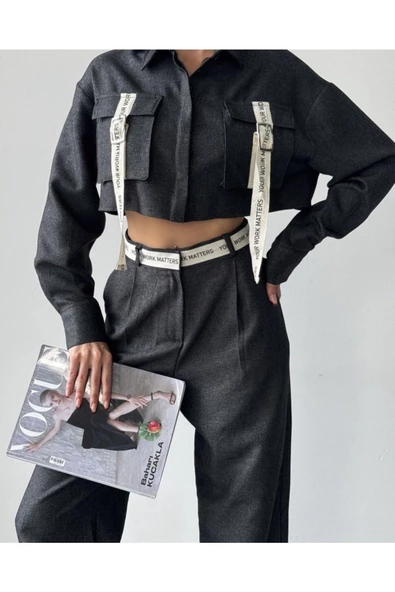 Şerit Detaylı Cepli Gömlek 24k11659 ürün görseli