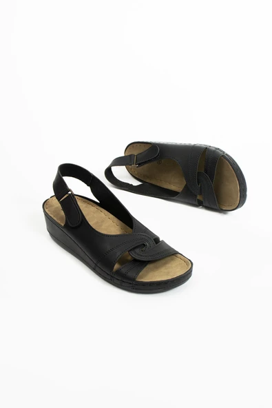 Albishoes Kadın Hafif Topuk 4,5 Cm Anatomik Yumuşak Rahat Taban Günlük Anne Ev&Dışarı Sandalet - 4