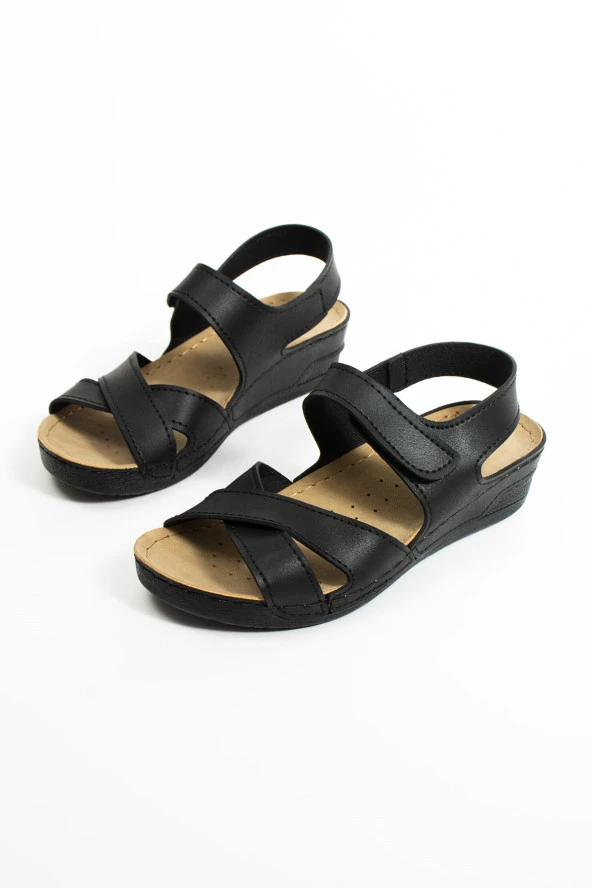 Albishoes Kadın Cırt Cırtlı Anatomik Rahat Yumuşak Taban Gün Boyu Rahat Kullanım Kadın Sandalet - 4