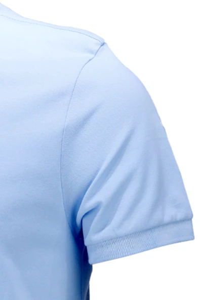 Erkek Polo Yaka Yumuşak Dokulu, Kol Bantlı Bebe Mavisi T-Shirt - 3