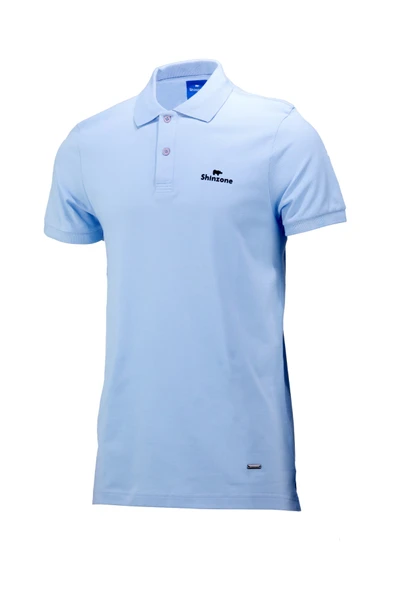 Erkek Polo Yaka Yumuşak Dokulu, Kol Bantlı Bebe Mavisi T-Shirt