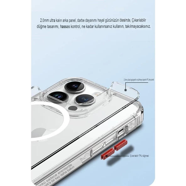 Tfy Store iPhone 15 Pro Uyumlu Joko Magsafe Lens ve Darbe korumalı Kılıf - 7