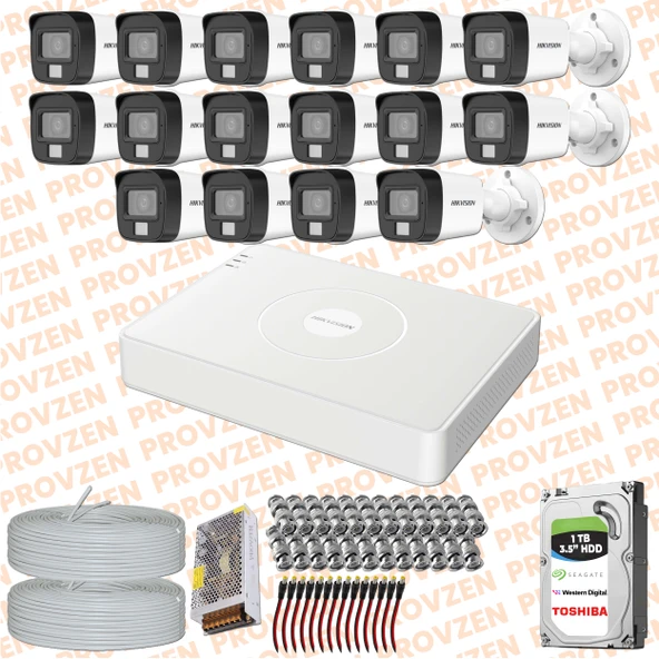PROVZEN Hikvision 16 Kameralı ColorVu Hibrit Güvenlik Kamerası