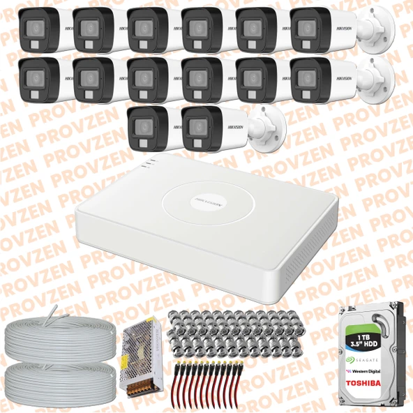 PROVZEN Hikvision 14 Kameralı ColorVu Hibrit Güvenlik Kamerası