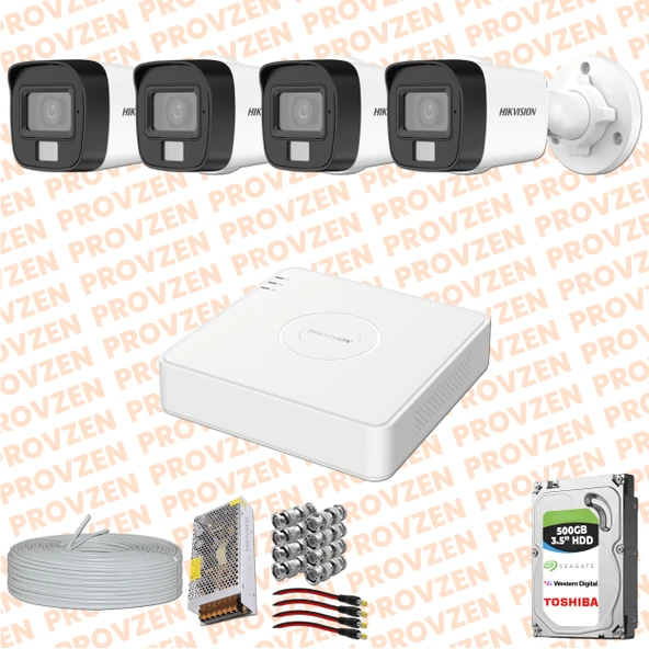 PROVZEN Hikvision 4 Kameralı ColorVu Hibrit Güvenlik Kamerası