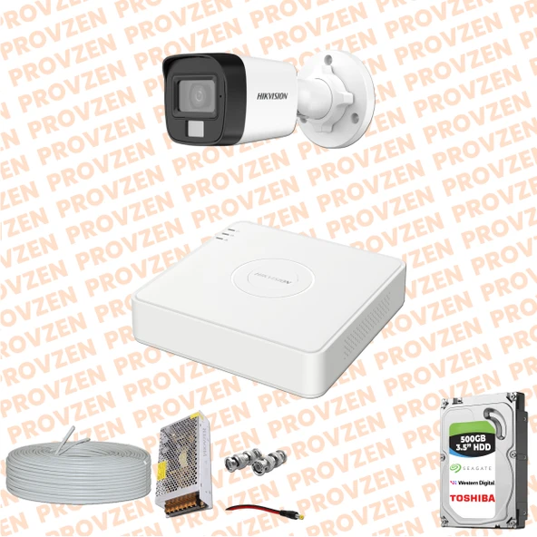PROVZEN Hikvision 1 Kameralı ColorVu Hibrit Güvenlik Kamerası