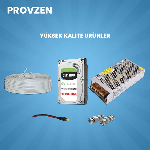 PROVZEN Dahua 3 Kameralı Güvenlik Kamerası 40 Metre Gece Görüşlü - 8