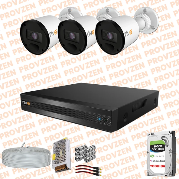 PROVZEN RİVO 3 Kameralı Güvenlik Kamerası Geniş Açı Gece Görüşü
