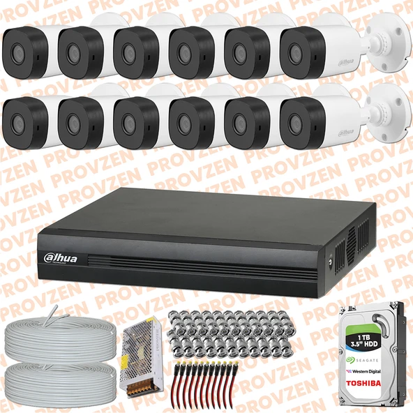 Provzen Dahua 12 Kamera Fullhd Güvenlik Kamerası Set 1tb Hdd