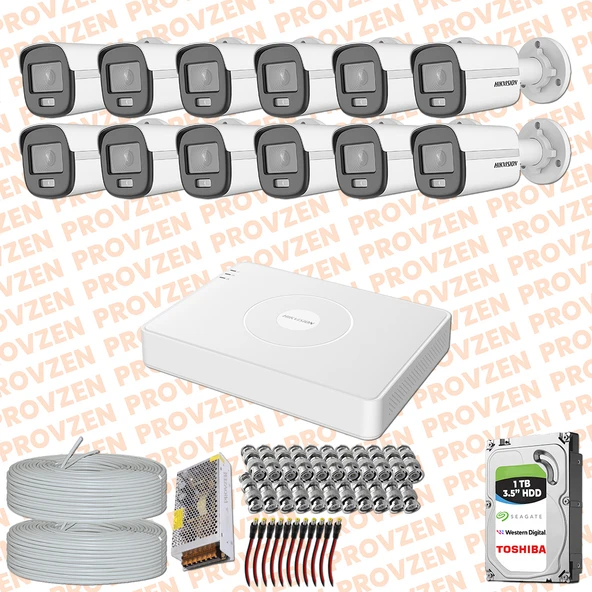 Provzen Hikvision ColorVu Gece Renkli 12 Kameralı Set 1TB HDD - 2