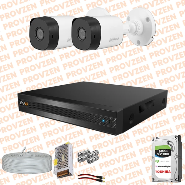 Provzen Rv Dahua 2 Kamera Fullhd Güvenlik Kamerası Set 500gb Hdd