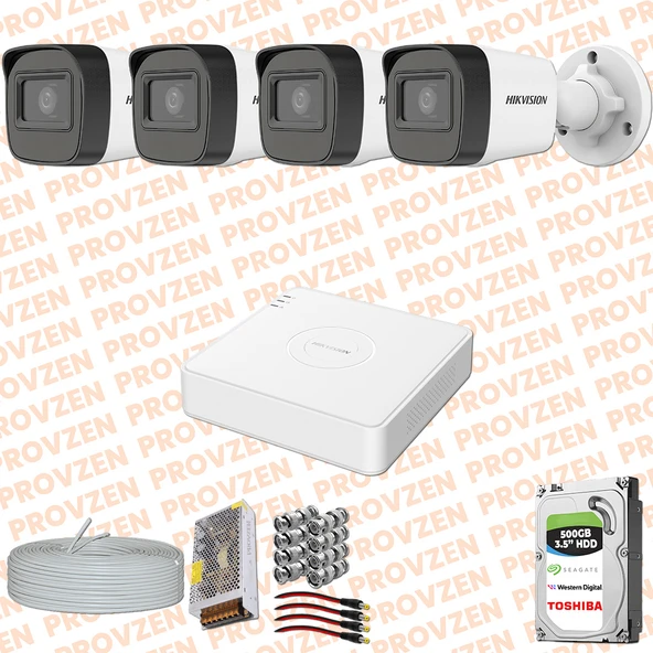 Provzen Hikvision 4 Kamera FullHD Güvenlik Kamerası Set 500GB HDD - 3