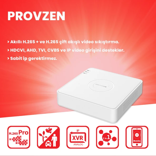 Provzen Hikvision 4 Kamera FullHD Güvenlik Kamerası Set 500GB HDD - 6