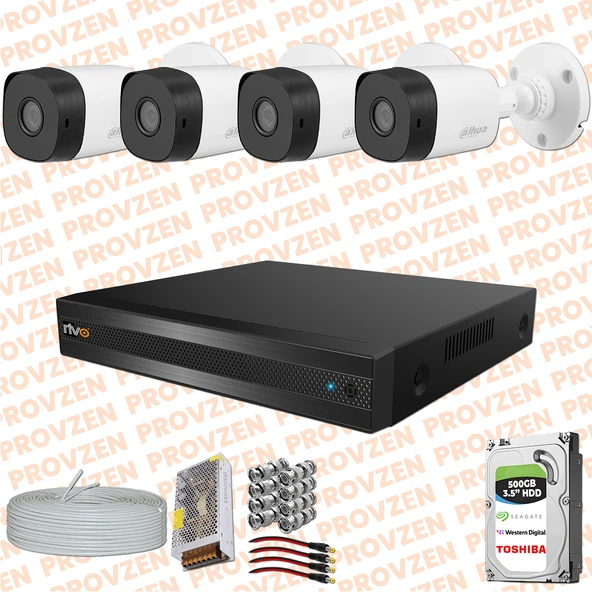 Provzen Rv Dahua 4 Kamera Fullhd Güvenlik Kamerası Set 500gb Hdd - 2