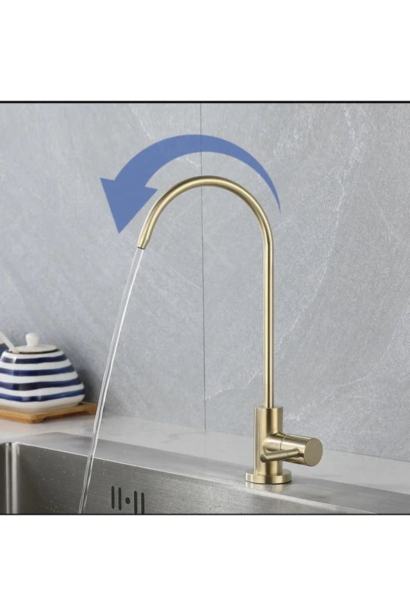 Su Arıtma Musluğu Mat Gold Yeni Ankastre Model Ithal 5 Yıl Garantili - Resim 4