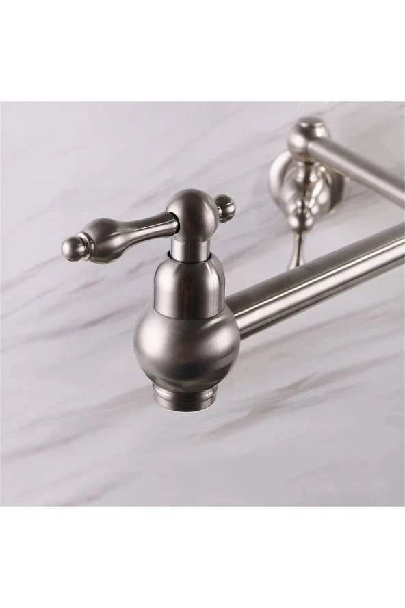 Mutfak Ocak Üstü Pot Musluk Yeni Model Mat Krom Nikel Ithal 7 Yıl Garantili - Resim 3