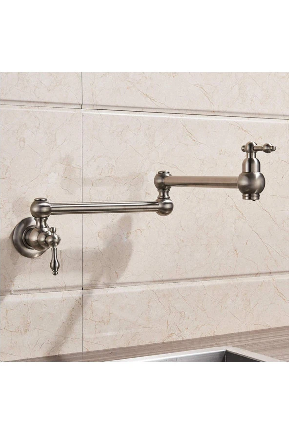 Mutfak Ocak Üstü Pot Musluk Yeni Model Mat Krom Nikel Ithal 7 Yıl Garantili - Resim 5