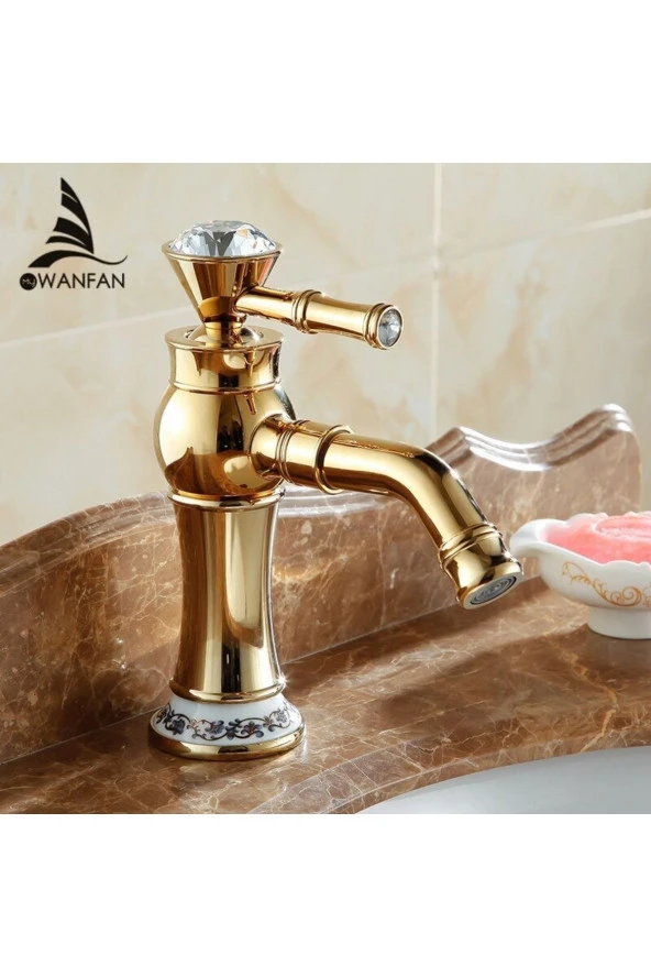 Banyo Lavabo Bataryası Gold Taşlı Tasarım ürün görseli