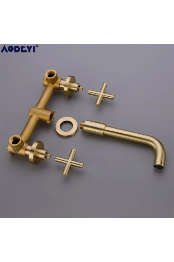 Banyo Lavabo Bataryası Ankastre Mat Gold 3'lü Set Yeni 5 Yıl Garantili+sıva Altı Dahil - 3
