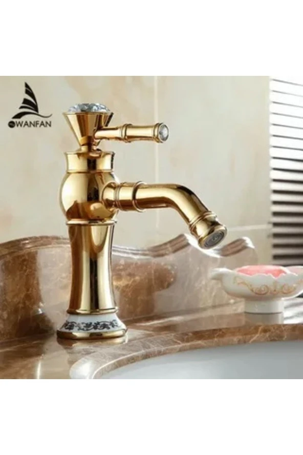 Banyo Lavabo Bataryası Gold Taşlı Tasarım - Resim 2
