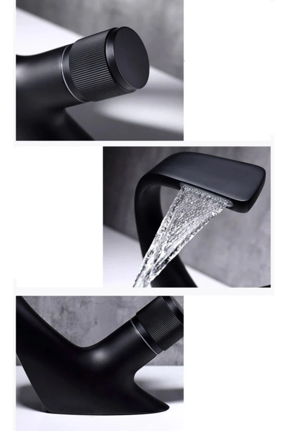 Banyo Lavabo Bataryası Mat Siyah Şelale Tasarım Yeni 5 Yıl Garantili - Resim 3