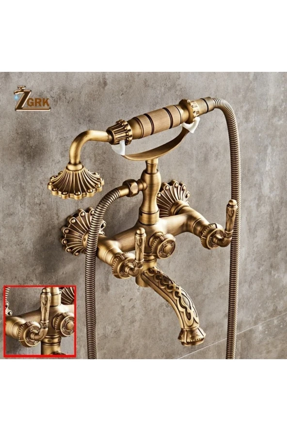 BANYO BATARYASI DUŞ SETİ ANTİK ÖZEL İŞLEMELİ YENİ KOLLU MODEL 7 YIL GARANTİLİ İTHAL ÜRÜN.
