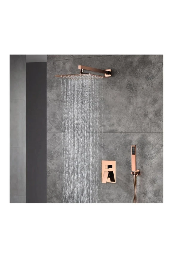 Banyo Bataryası Ankastre Duş Seti Rose Yeni Kare Model Sıva Altı Dahil 30x30 Tepe Duş 5 Yıl Garanti
