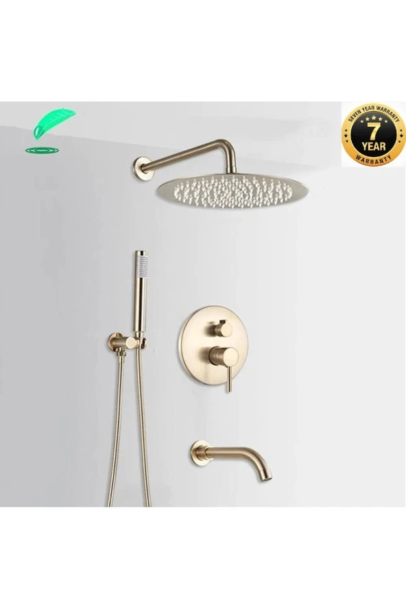 Banyo Bataryası Duş Seti Ankastre Mat Gold Yeni Ürün 3 Yollu Model Sıva Altı Dahil 7 Yıl Garantili