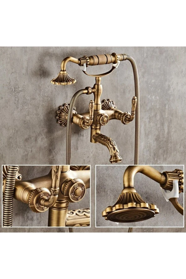BANYO BATARYASI DUŞ SETİ ANTİK ÖZEL İŞLEMELİ YENİ KOLLU MODEL 7 YIL GARANTİLİ İTHAL ÜRÜN. - 2