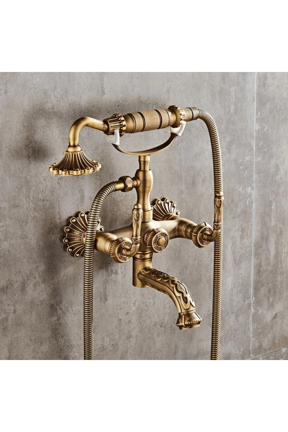 BANYO BATARYASI DUŞ SETİ ANTİK ÖZEL İŞLEMELİ YENİ KOLLU MODEL 7 YIL GARANTİLİ İTHAL ÜRÜN. - 4