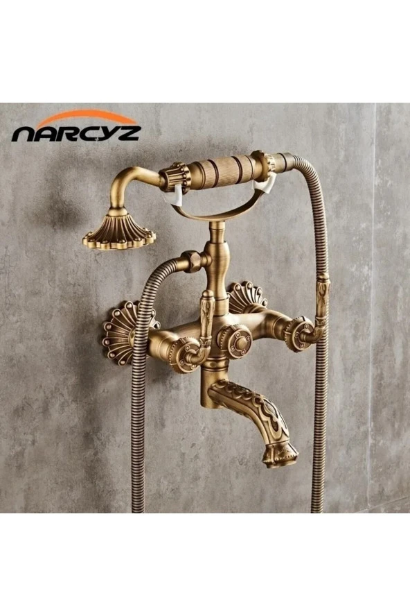 BANYO BATARYASI DUŞ SETİ ANTİK ÖZEL İŞLEMELİ YENİ KOLLU MODEL 7 YIL GARANTİLİ İTHAL ÜRÜN. - 6
