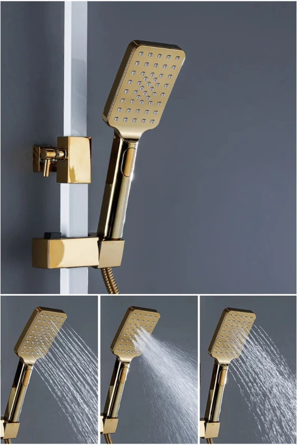 Banyo Bataryası Duş Seti Dijital Yeni Model Beyaz/gold Bideli Termostatlı Ithal 7 Yıl Garantili - Resim 3